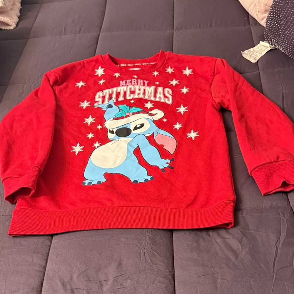 Disney Red Merry Stitchmas Kids Sweatshirt